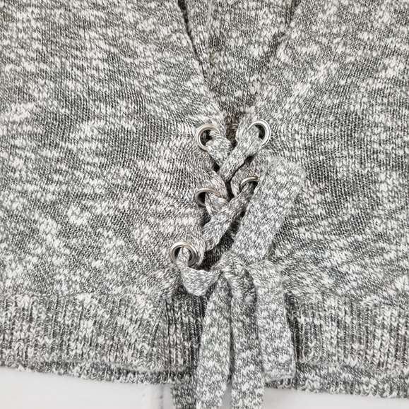 Express Grey Corset Balloon Sleeve Sweater - Picture 4 of 6